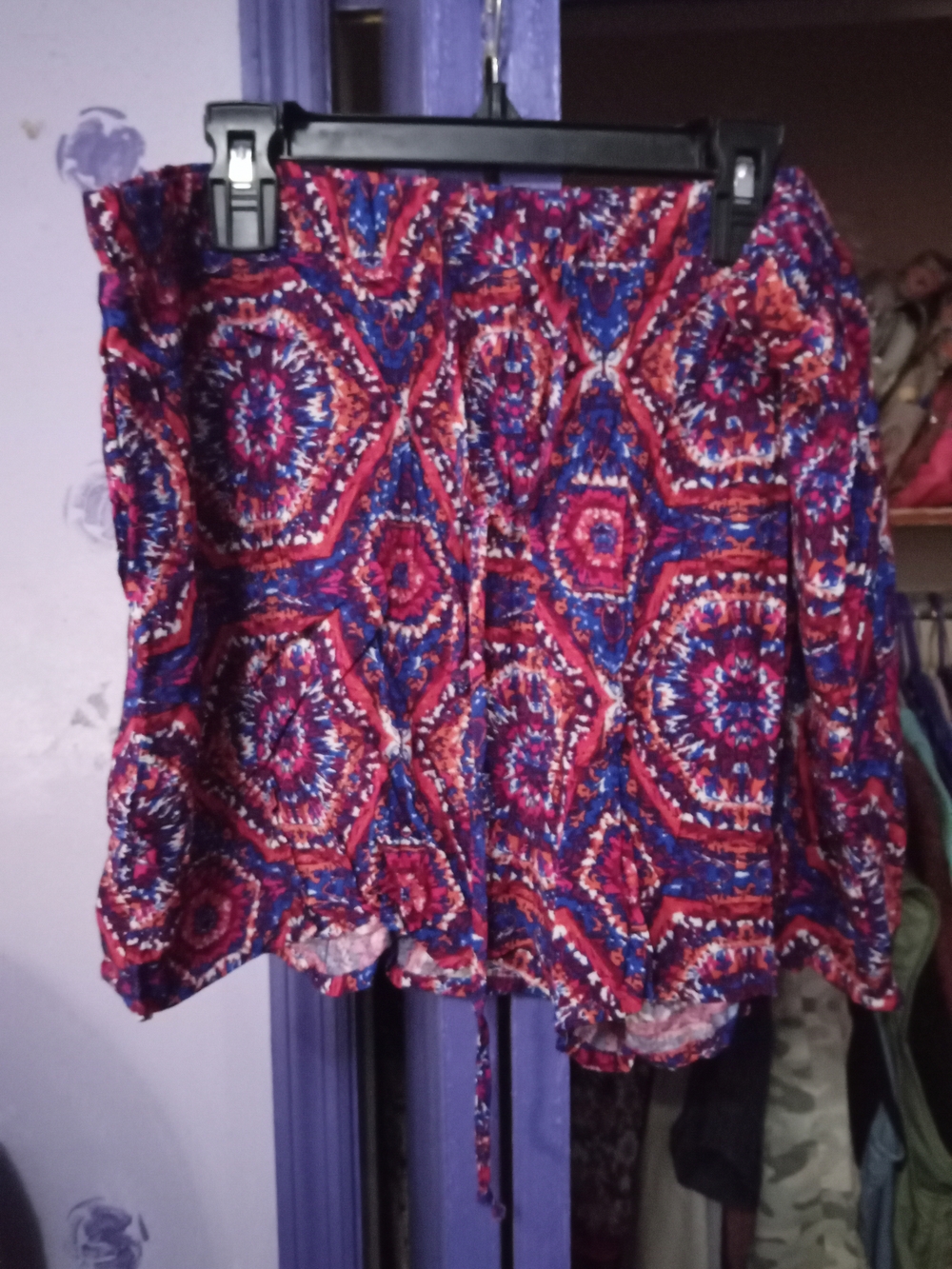 Cato Red And Blue Patterned Circle Shorts